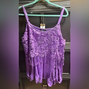 BloomChic Purple Lace Spaghetti Strap Tunic Top • 18–22 • NWT